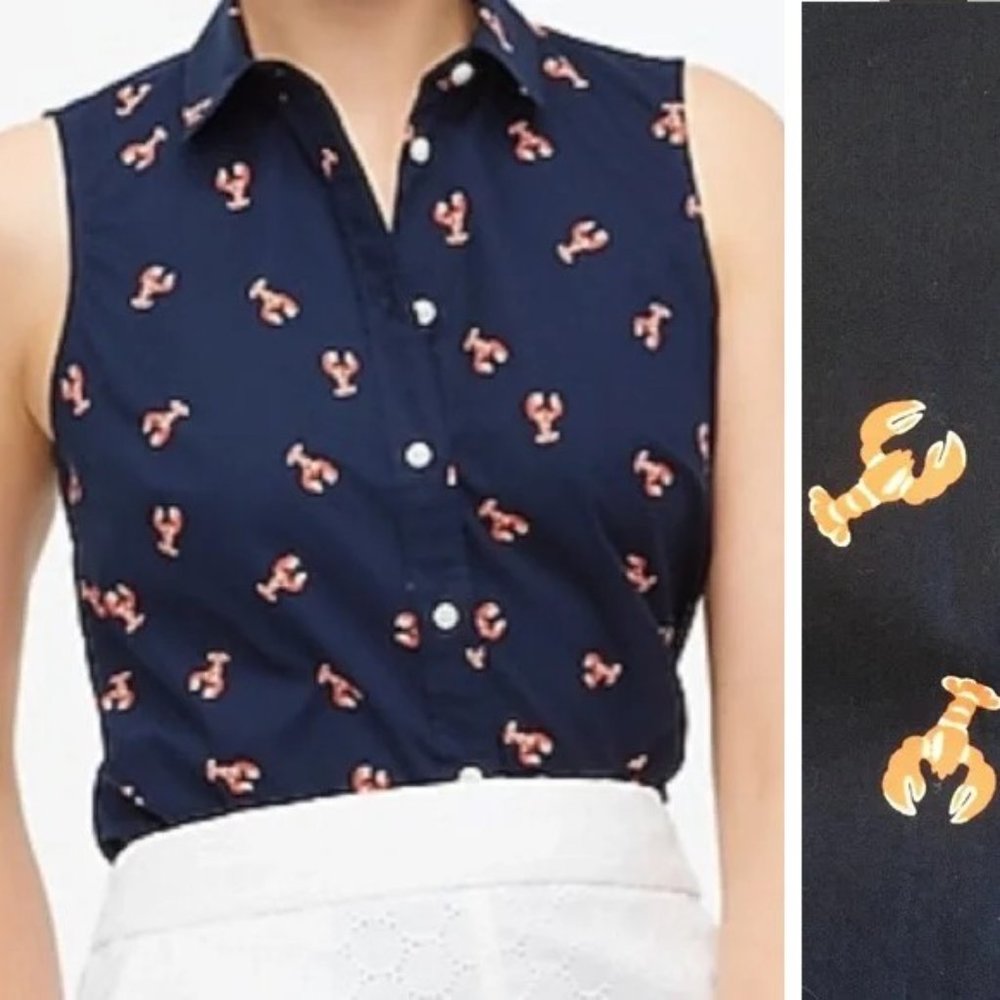 NWT J.Crew | Lobster Sleeveless Button-Down